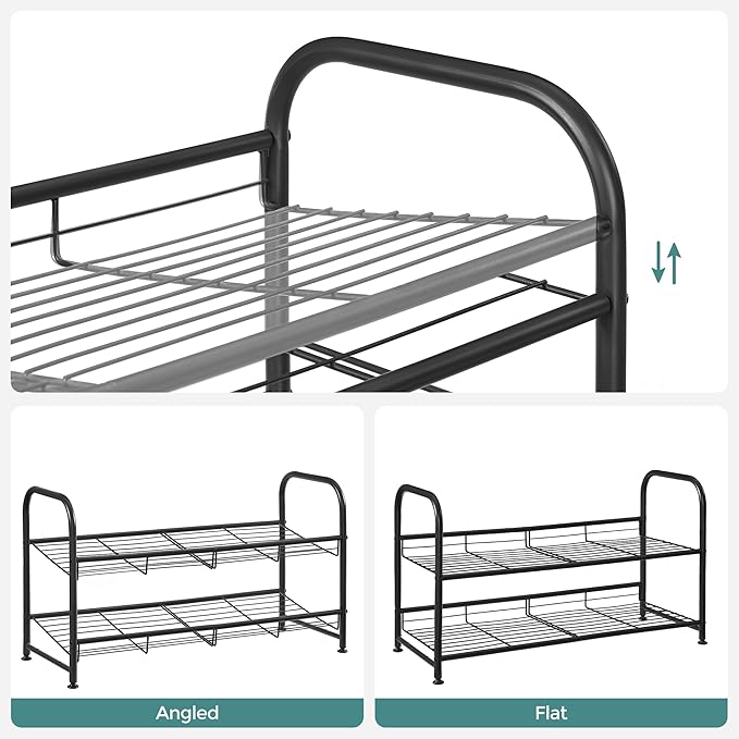 SONGMICS Shoe Rack, 2 Tier Shoe Organizer for Closet, Holds up to 8 Pairs of Shoes, Shoe Rack for Front Door Entrance, Metal 