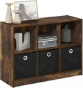 Furinno Basic Book Shelf, 6-Cube Bookshelf with Open Shelf, 3 x 2 Bookcase with Storage Bins, Closed Back, Horizontal, 11.9 x
