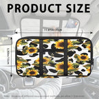 Car Sun Visor Organizer,Cow-Print Sunflower Auto Interior Accessories Pocket Organizer Glasses Clip， Truck SUV Storage Pouch Holder with Double Zipper Pockets