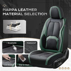 Coverado Automotive Seat Covers Front Seats, Leather Seat Covers 2 Pack, Black Green Car Seat Cover, Waterproof Car Seat Prot