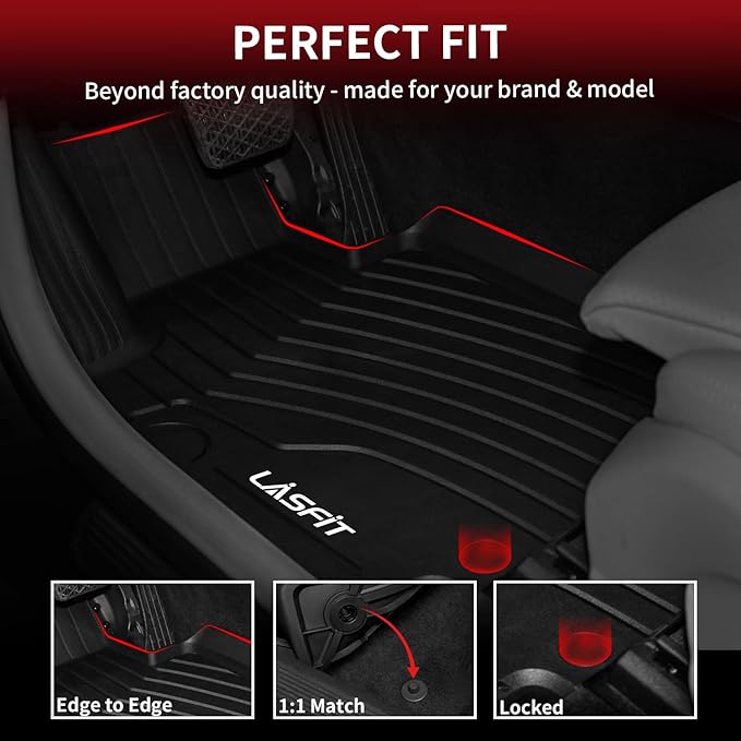 LASFIT Floor Mats & Cargo Mat for Mercedes Benz GLC 2016-2022 GLC300 / GLC350e / GLC43 AMG / GLC63 AMG (Not Fit Coupe), All Weather TPE Floor Liners Fit for GLC Car Mats, 1st & 2nd Row & Trunk Mat