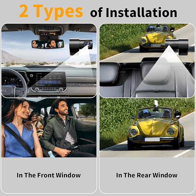 Dash Cam Front and Rear: 4K Dual Channel Dash Cam - 5GHz WiFi, Dash Camera for Cars with 64GB Card, 2" IPS, App Control, G-Se