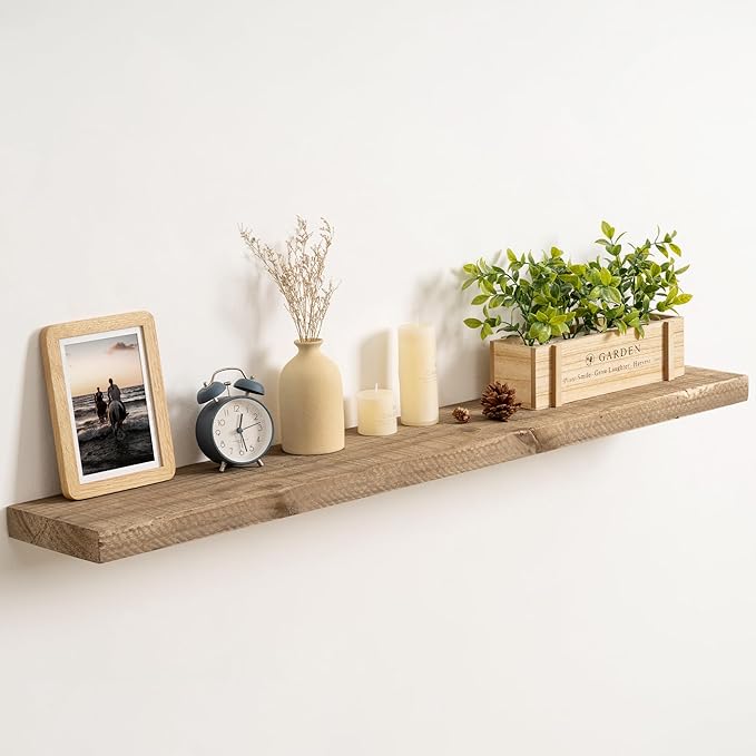 44 Inch Long Solid Wood Floating Shelves for Wall,Reclaimed Wood Wall Shelf for Storage,8 Inch Deep Heavy-Duty Wall Mounted S