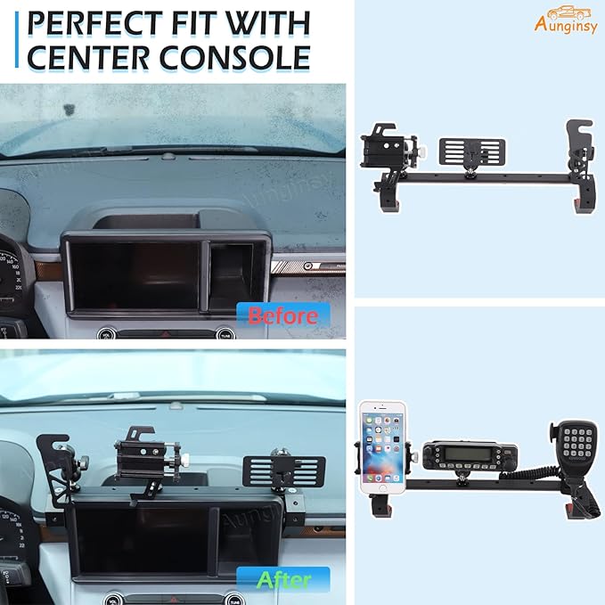 Aunginsy Dashboard Phone Holder Compatible with Ford Maverick 2022 2023 2024, Car 8-inch Navigation Screen Upper Panel Fixed Clip with Mobile Phone Stand/Walkie Talkie Bracket/Radio Mount Accessories