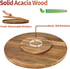 Utoplike Extra Large Acacia Wood Serving Tray, 23.6'' Round Charcuterie board, Cheese board with Rotating Base Raised Edge an