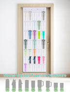 NiHome 35-Pocket Large Capacity Door Cup Organizer Fit for Stanley Tumblers 30oz, 40oz, Door Hanging Water Bottle Storage, Do