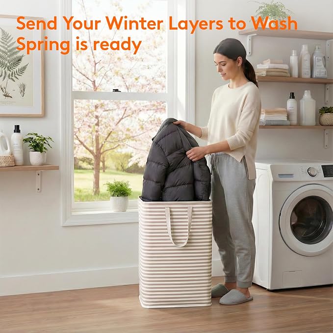 Lifewit 2 Pack Laundry Basket 80L Each, Collapsible Clothes Hamper with Reinforced Handles, Freestanding Waterproof Design fo