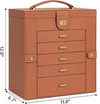 AKOZLIN Huge Jewelry Box Organizer Functional Large Leather Jewelry Storage Case for Women Girls Ring Necklace Earring Bracel