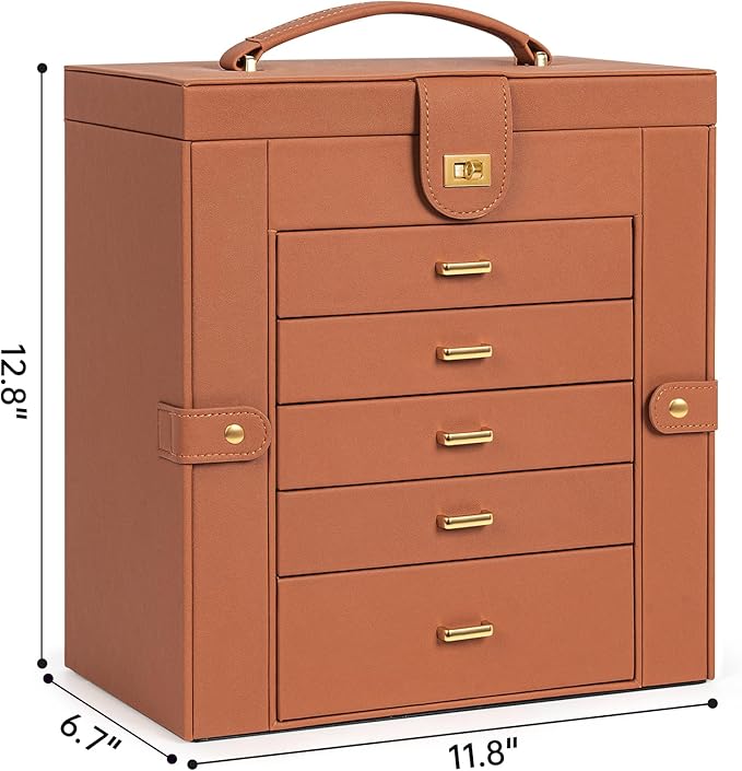 AKOZLIN Huge Jewelry Box Organizer Functional Large Leather Jewelry Storage Case for Women Girls Ring Necklace Earring Bracel