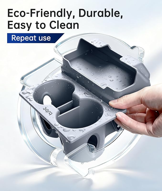 for Tesla Cup Holder Insert, 2-in-1 for Model Y Juniper(2025/2026)& Model 3 Highland(2024/2025) with Storage Compartment - Gr