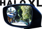 Blind Spot Mirrors for Cars - by Safe View Company - Change Lanes w Confidence - Made from Real Convex Glass - Long Lasting - Easy Peel & Stick (Halo XL)