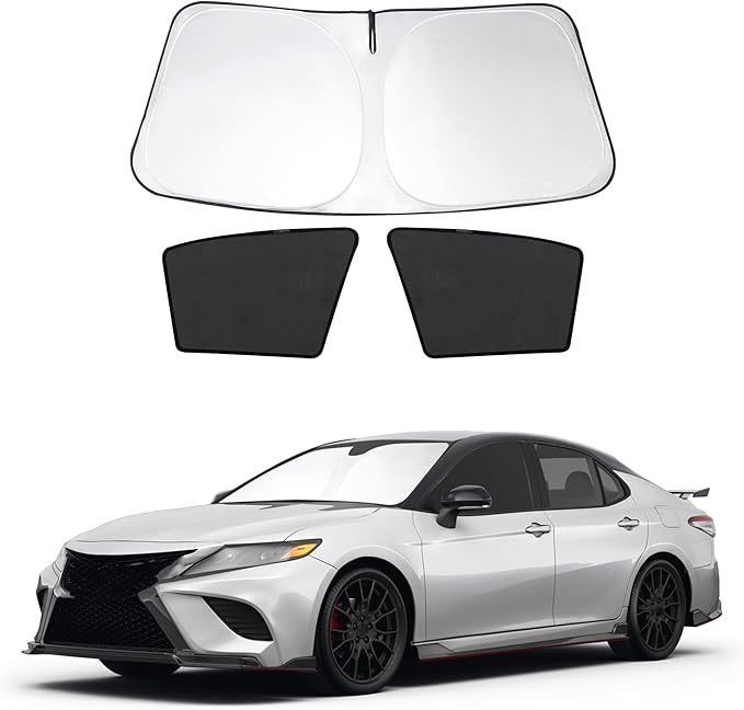 3PCS Car Window Shades Front Windshield Sun Shade Foldable Window Shade Custom Fit for Toyota Camry 2018-2024 Accessories Car Shades for Front Windows Anti-UV Rays Block Heat