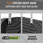 CAR PASS Deep Dish Floor Mats for Cars, Heavy Duty Rubber Floor Mats with Trunk Cargo Liner, Universal Trim-to Fit Automotive Floor mats for Truck Van SUV Waterproof All Weather Car Mats Solid Black