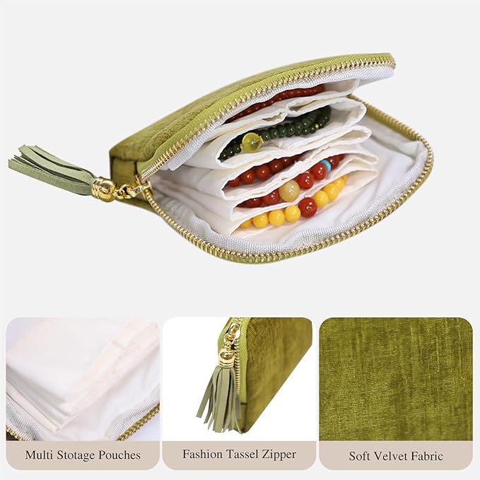 Stratalife Travel Jewelry Case Organizer for Women Wedding Gifts Portable Velvet Pouches for Travel Essentials Jewelry Crysta