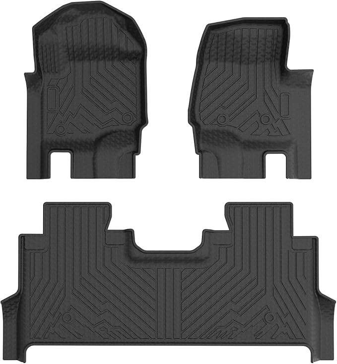 KUST Floor Mats for 2017-2026 Ford F250/F350/F450 Super Duty Crew Cab (Only for Rear Seat with Fold-Flat Storage), All Weather Car Truck Mats for F250 Accessories TPE Rubber Raised Edge
