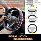 PINCTROT D Shaped Race Grip Steering Wheel Cover, Anti Slip Silicone Perforated Design with Soft Touch Padding, Enhanced Grip for Sporty Driving Flat Bottom 14.5-15 Inch (Racing Pink)