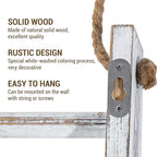 MyGift Rustic Hand Towel Holder, Whitewashed Solid Wood Farmhouse Bathroom Decor, Small Blanket Ladder for Home Decor, Wall M