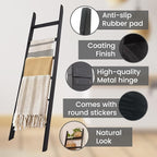6-Tier Blanket Ladder – 5.5 Ft Wall Leaning Quilt Rack, Farmhouse Blanket Storage for Living Room, Bedroom & Bathroom – Rusti
