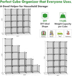 C&AHOME 16-Cube Storage Organizer, Plastic Shelves Units, DIY Closet Organizer, Modular Shelves Ideal for Home, Bedroom, 48.4