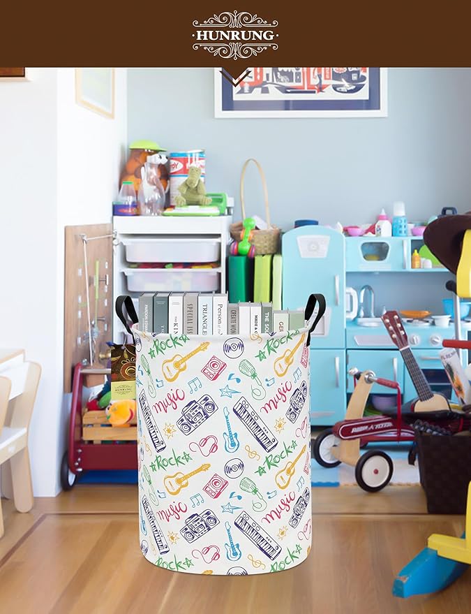 HUNRUNG Laundry Hamper,Large Canvas Fabric Lightweight Storage Basket Toy Organizer Dirty Clothes Collapsible Waterproof for 