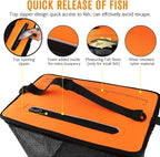 Dovesun Floating Fishing Basket, Collapsible Fish Basket Portable Fishing Net Quick-Drying Rubber Coated Fishing Bait Storage
