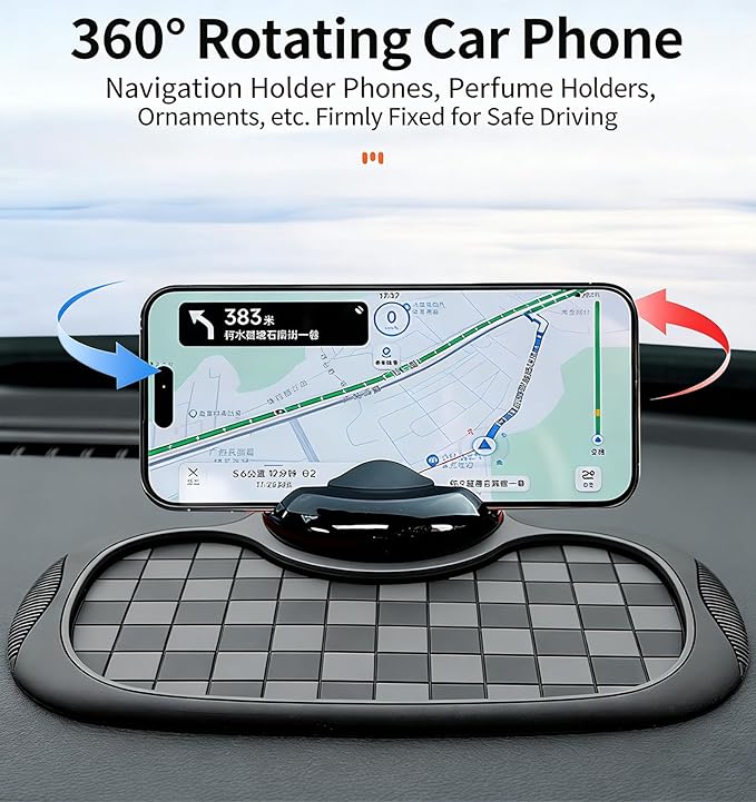 Multifunctional Car Dashboard Anti-Slip Mat with Phone Holder and Parking Number Display, Heat Resistant PVC Non-Slip Pad for