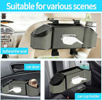 7-In-1 Multifunctional Car Seat Back Organizer with Cup Holders, Tissue Box, Garbage Can & Hooks, Headrest Storage & Cup Holder for Backseat (Grey)