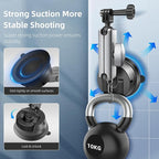 REYGEAK Suction Cup Car Mount with 1/4 Thread, 360° Rotation Windshield Car Mount for GoPro Hero 12 11 10 9 8 Insta360 X4 X3 Go3 DJI Action 4, Pocket 3 Accessories
