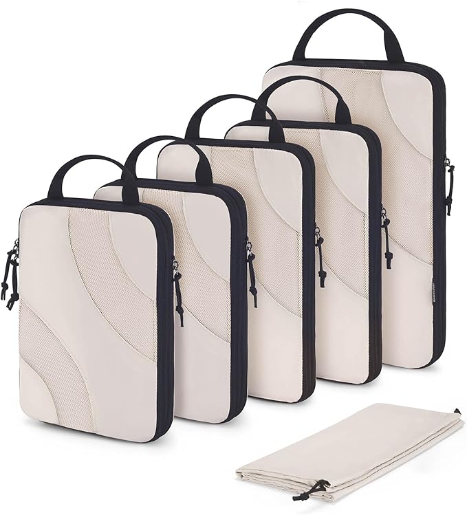 BAGSMART Compression Packing Cubes, 6 Set/4 Set/2 Set Travel Packing Cubes for Carry on Suitcases, Compression Suitcase Organ