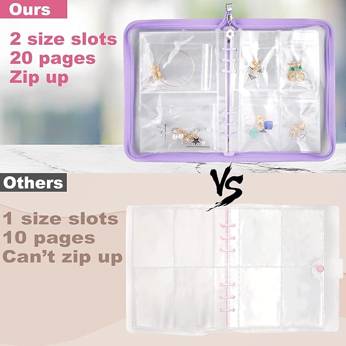 Travel Jewelry Organizer Transparent Jewelry Storage Book Set with Pocket Traveling Necklace Earring Organizer with Zipper fo