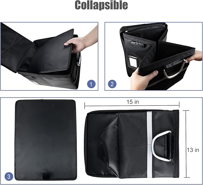 TOMKID Fireproof Document Box, Fireproof File Box with Lids, Important Document Organizer Box with Lock, Portable File Folder