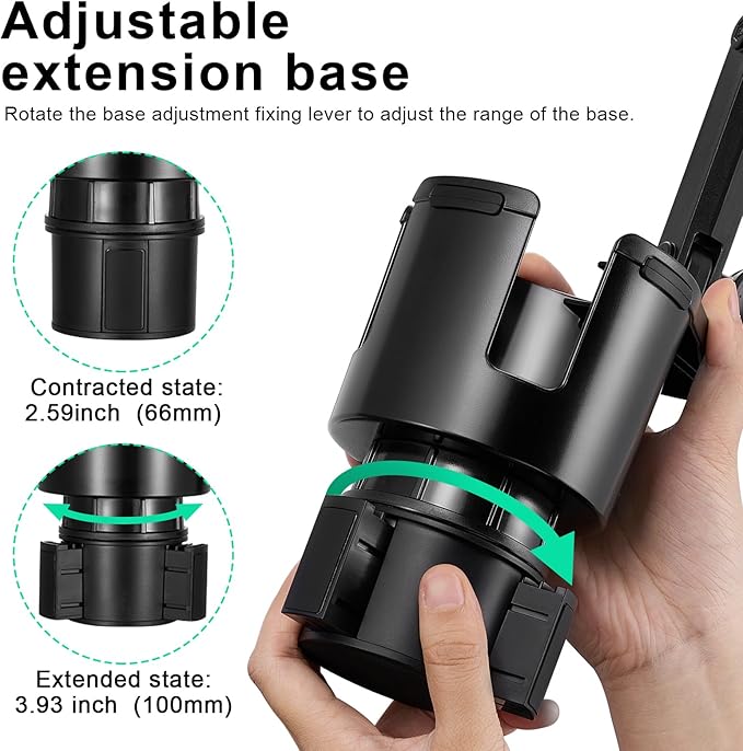 This Hill Car Cup Holder Expander 2-in-1 with Adjustable Base & 360° Rotating Phone Mount, Compatible with iPhone 17 Pro Max 