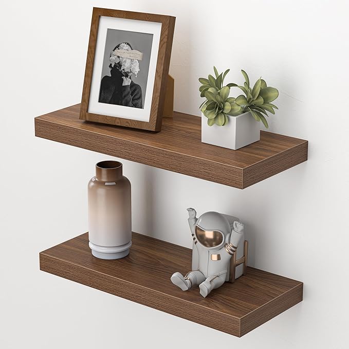 Heimlove Floating Shelves for Wall,16 inchs Shelf for Small Bathroom,Mounted Storage & Display Wood Shelves for Bedroom,Livin