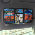 Coconut Tree Zippered Clip on Sun Visor Organizer for Car with Picture Holder Car Sun Visor Glasses Storage Box with Straps and Pockets Easy Installation Universal Fit for Most Cars SUV