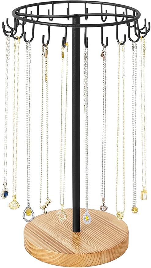 Mkono Necklace Holder Metal Jewelry Display Stand Necklace Organizer with 22 Hooks for Storage and Hanging Bracelet Keychain 