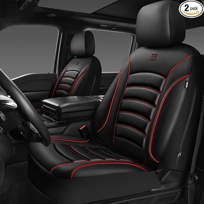 CAR PASS 3D Foam PU Leather Car Seat Covers, Universal Seat Covers Front 2 for Trucks SUV Sedan Automotive Seat Covers Armres
