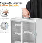 Glosen Medicine Cabinet Locking Medicine Cabinet Wall Mounted【 Silver 13.6 x 13.4 x 6.5 Inch 】 Portable Storage Container Big