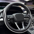 HAOTULE Leather Steering Wheel Cover， with Anti-Slip Stripe Design - Enhanced Grip, Fashion Style, Safe, Non-Slip, Breathable