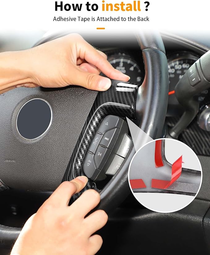 Hoolcar Steering Wheel & Dashboard Trim Cover for Chevrolet Silverado Avalanche Tahoe Suburban 2007-2013, Carbon Fiber