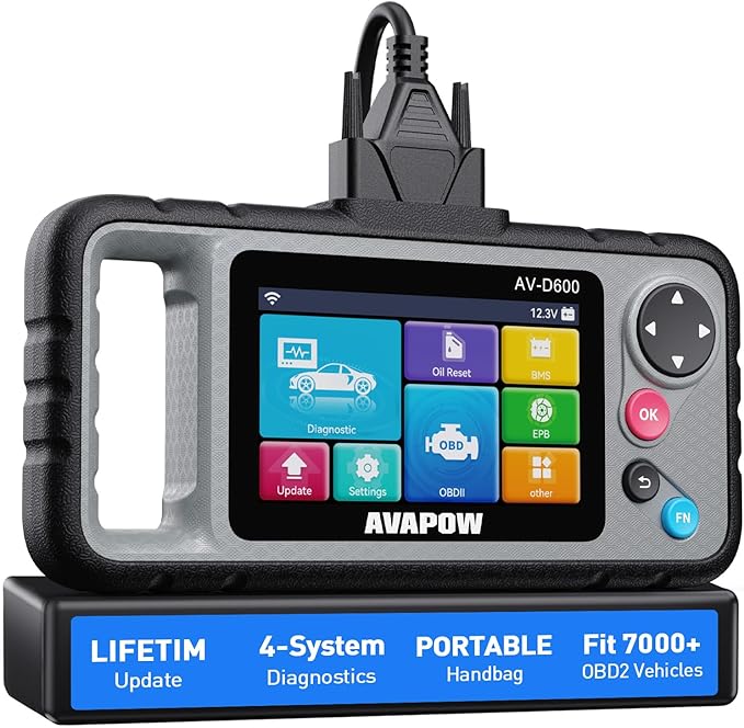 AVAPOW AV-D600 4 Systems OBD2 Scanner Engine/Transmission/SRS/ABS Diagnostic Tool, Oil Reset/EPB Reset/Battery Match, Car Code