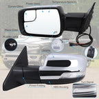 Left Driver Side Mirror Compatible With 2019 2020 2021 2022 2023 2024 2025 2026 Ram 1500 With Power Folding Heated Turn Signal Puddle Light Temperature Sensor Chrome Replace#68462769AB(8+6Pins)
