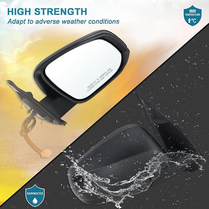 Right Passenger Side Mirror Compatible With 2016 2017 2018 2019 2020 2021 2022 Toyota Tacoma With Manual Folding Power Glass Heated Matte Black Replace#8791004220 (5Pins)