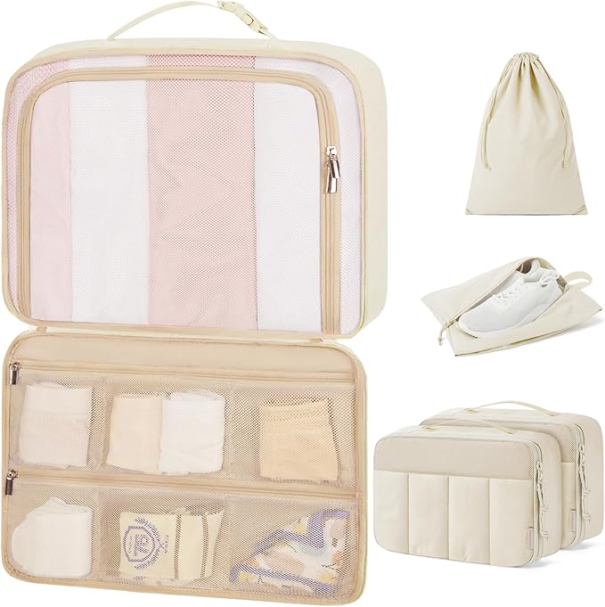 BAGSMART Compression Packing Cubes for Travel, 6/5/4set Lightweight Packing Organizers, Summer Travel Essentials Suitcase Org