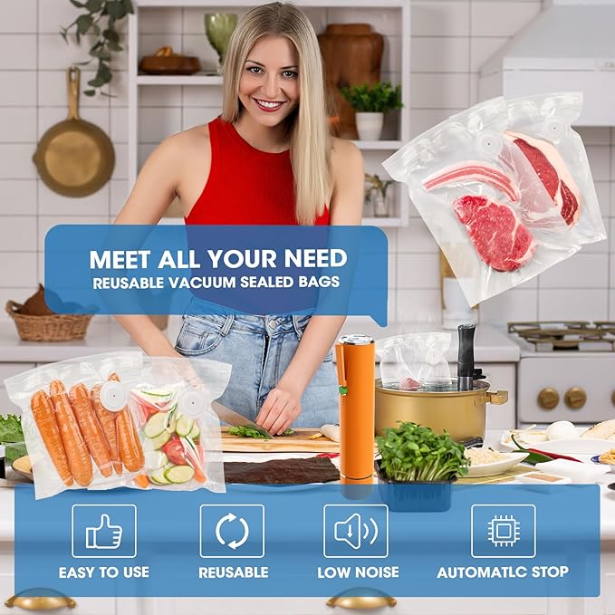 Vacuum Sealer Machine, Portable Handheld Vacuum Sealer with 40PCS Reusable Zipper Vacuum Bags (Vacuum Sealers+ 20 large+20 sm