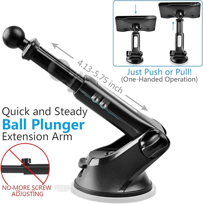 1Zero GPS Suction Cup Mount for Garmin [Quick Extension Arm], Replacement GPS Dash Ball Mount Dashboard Windshield Car Holder for Garmin Nuvi Dezl Drive Drivesmart Zumo Driveassist DriveLuxe RV