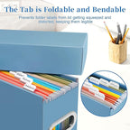 File Organizer Box with Lid & Handle, Thickened Cardboard Hanging File Folder Storage Boxes for Letter Size, Portable Filing 