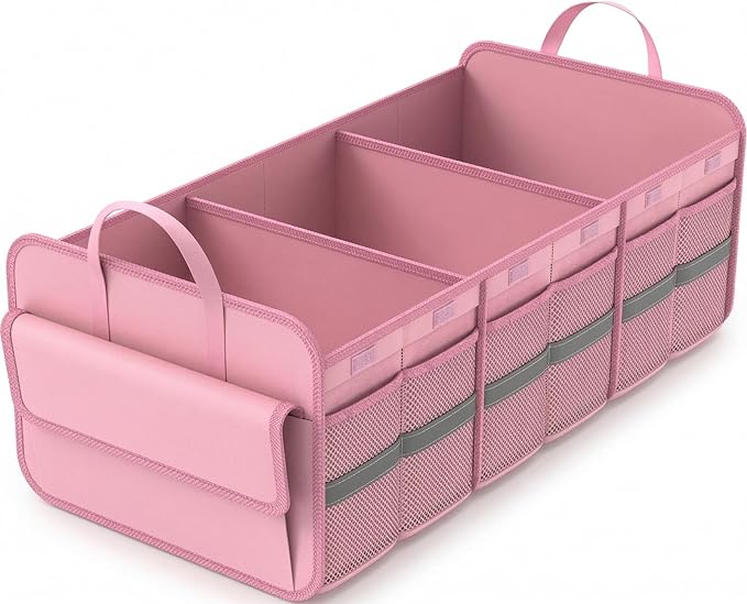 Trunk Organizer for SUV, Large trunk organizer for car, Collapsible Multi-Compartment Car Trunk Organizer, Sturdy Cargo Trunk
