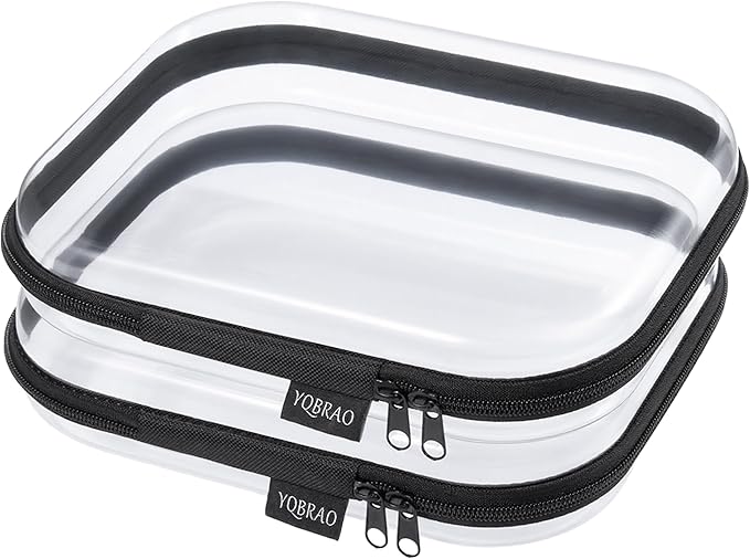 YQBRAO Hard Sided Clear Zipper Case for Storage- Professional-Grade Plastic Clear Zipper Pencil Case,Toy Storage Bins, Toilet