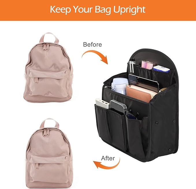 Surblue Backpack Organizer Insert Liner Hanging Travel Rucksack Purse and Handbag Insert Pocket, High-capacity Divider Foldab