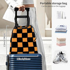 Car Trash Bag Large Hanging Can for Back of Seat, Cute Waterproof Car Garbage Bag for Vehicle, Travelling, Outdoor Black Orange Checkerboard